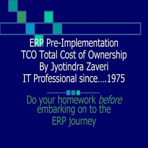 ERP Pre-Implementation TCO Total Cost of Ownership 