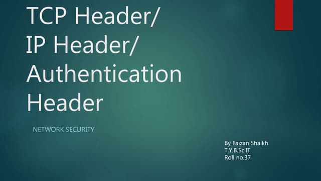 Tcp header/IP Header/Authentication header