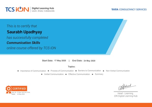 TCS iON Certification