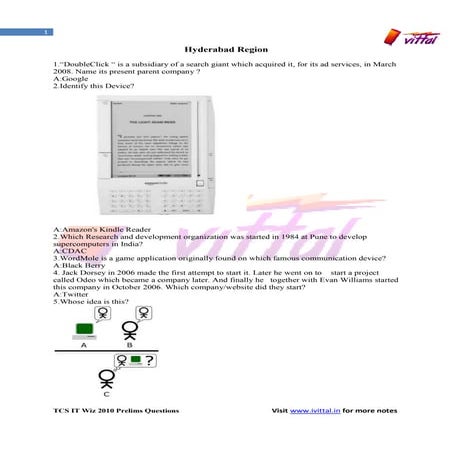 TCS IT WIZ 2010 Prelims Questions