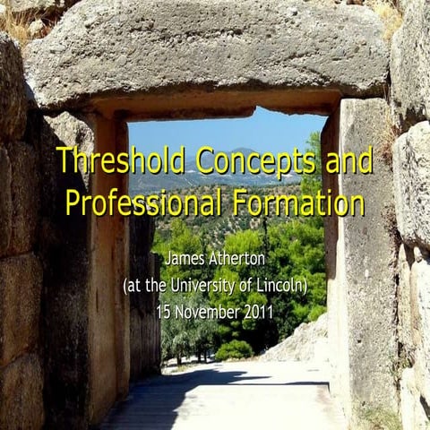 Threshold Concepts and Professional Formation
