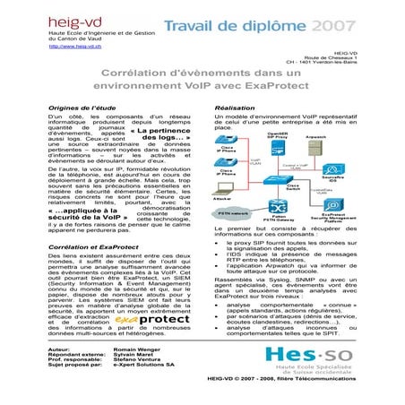 Corrélation d'évènements dans un environnement VoIP avec ExaProtect