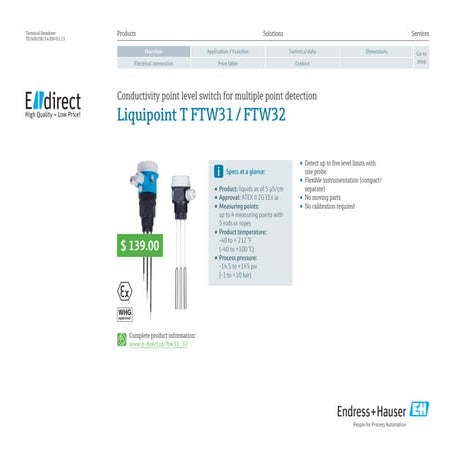 Turbimax cus52 d endress+hauser datasheet-turbidity sensor | PDF