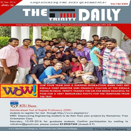 Trinity Daily Sept 7, 2016