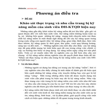 Khảo sát thực trạng và nhu cầu trang bị kỹ năng mềm của sinh viên ĐH-KTQD hiện nay - vanmau.net