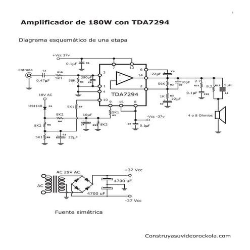Tda7294 amplificador 180 w