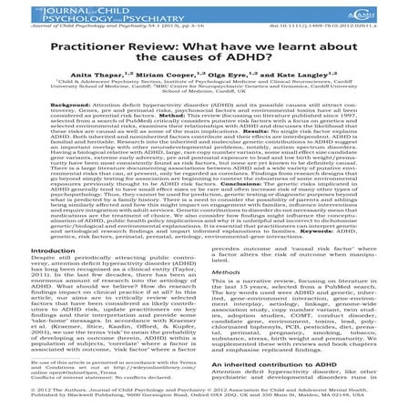 Practitioner Review: What have we learnt about the causes of ADHD?