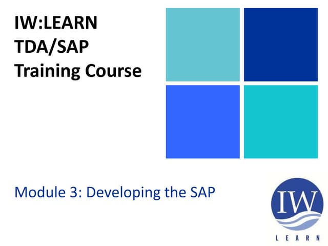 TDA/SAP Methodology Training Course Module 3 Section 11
