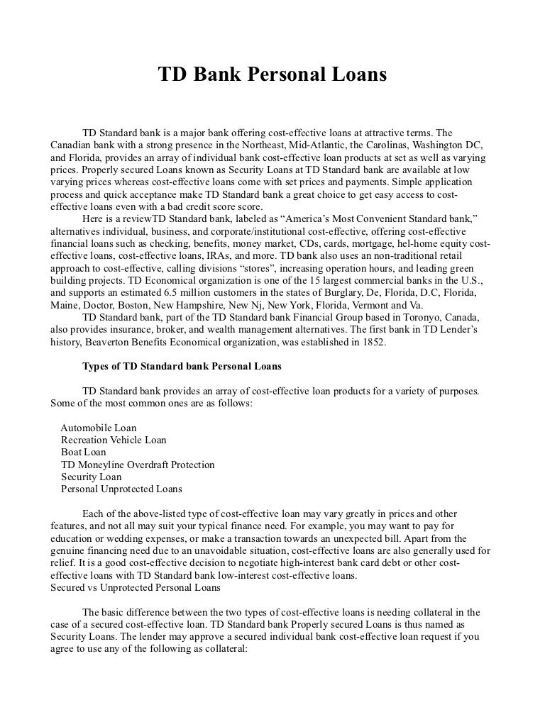 Td bank personal loans 1