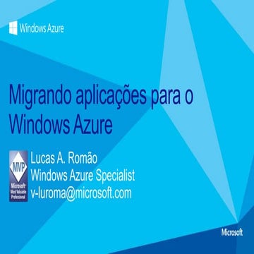 Migrando aplicações para o Windows Azure