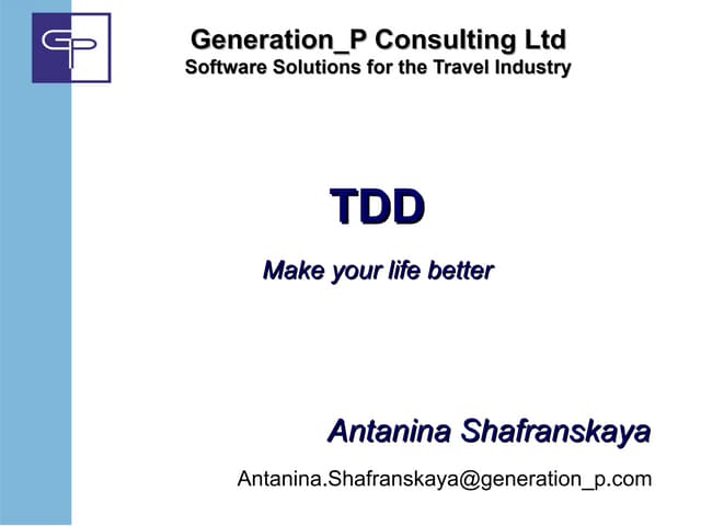 Solit 2012, TDD и отдельные аспекты тестирования в Java, Антонина Шафранская