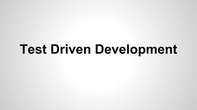 Test Driven Development Workshop