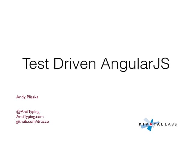 Test-Driven Development of AngularJS Applications