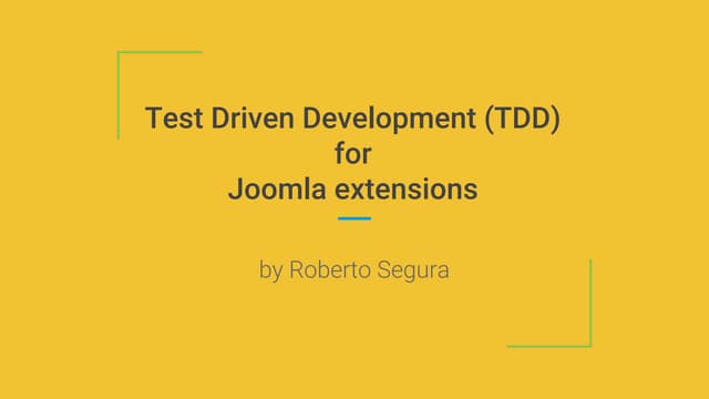 TDD for joomla extensions