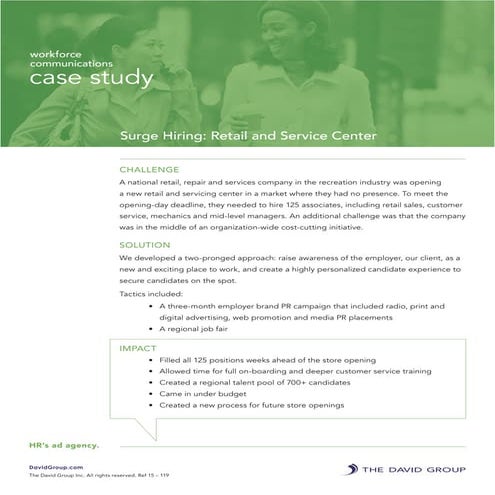 Employer Branding Case Study Retail And Service Center Pdf