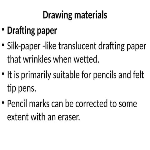 Materials used in technical drawing for health
