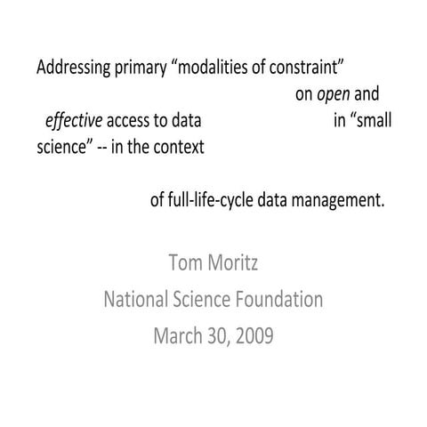 "Addressing primary “modalities of constraint" on open and effective access t...