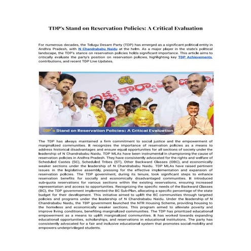 TDPs Stand on Reservation Policies A Critical Evaluation.pdf