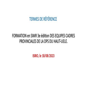 TDR SIMR 3-2023.pptx division provinciale de la santé | PPTX