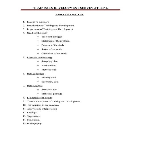 project report on Bsnl