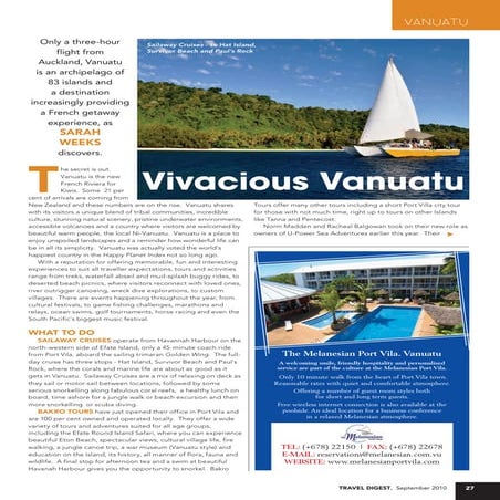 Vanuatu - September 2010, Travel Digest