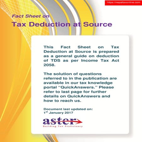 FY 2016/17- Tax Deduction at Source in Nepal
