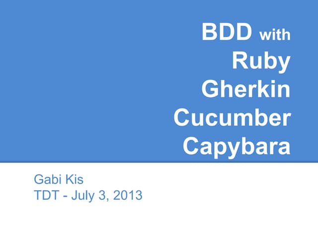Behavior Driven Development - TdT@Cluj #15