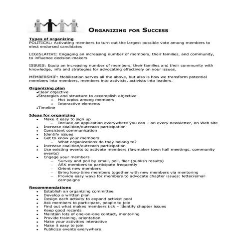 2009 Political Organizing Handout 