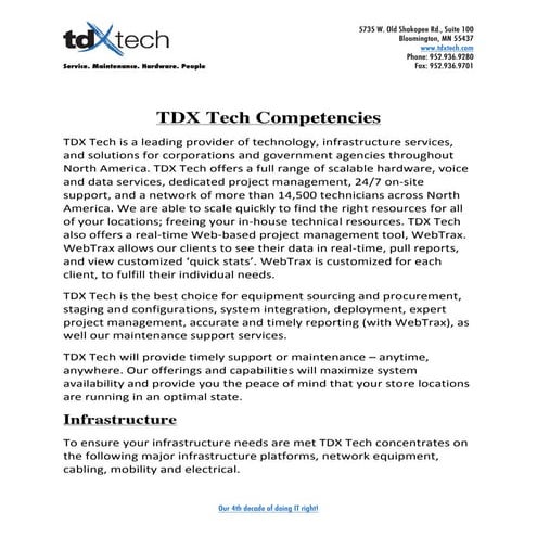 TDX Tech  Competencies