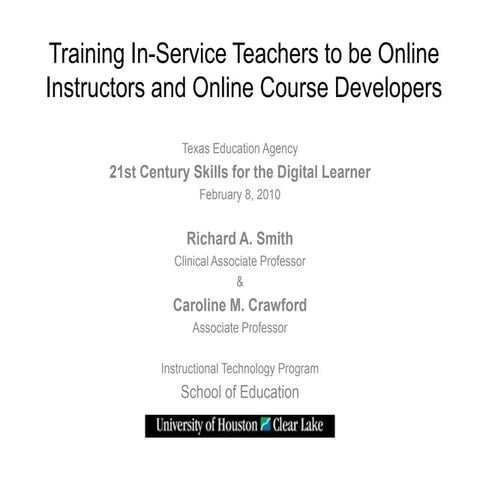 Training In-Service Teachers to be Online Instructors and Online Course Devel...
