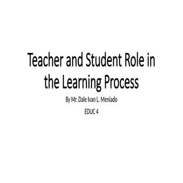 The roles of teachers and learners | PPTX