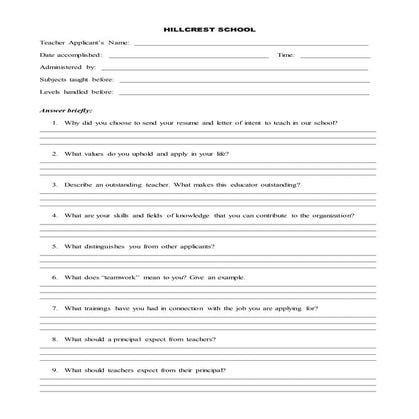 Teacher Applicants Questions 2016 | DOCX
