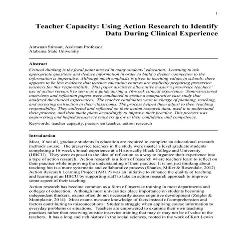 Using Action Research to Identify Data During Clinical Experience (main)