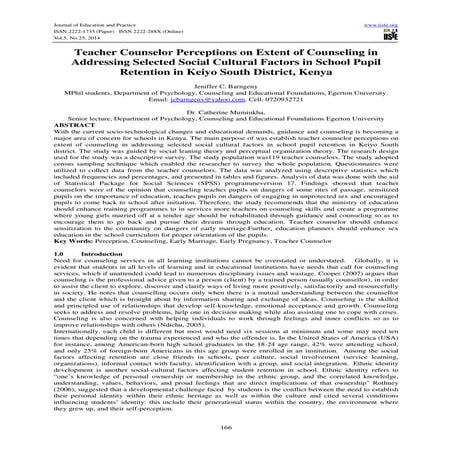 Teacher counselor perceptions on extent of counseling in