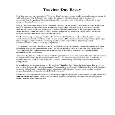 Teacher Day Essay Pdf