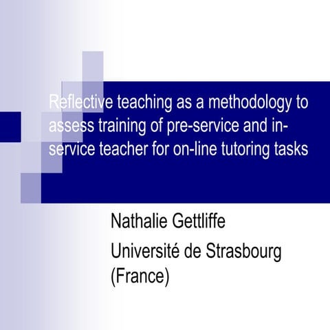 EUROCALL Teacher Education SIG Workshop 2010 Presentation Nathalie Gettliffe