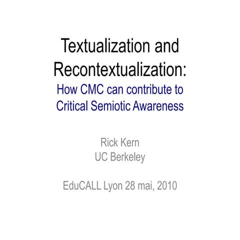 EUROCALL Teacher Education SIG Workshop_2010 Presentation Rick Kern