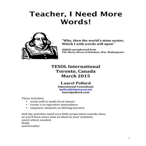 Teacher, I need more words!