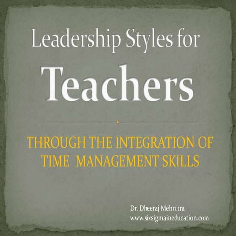 Teacher leadership styles through time management