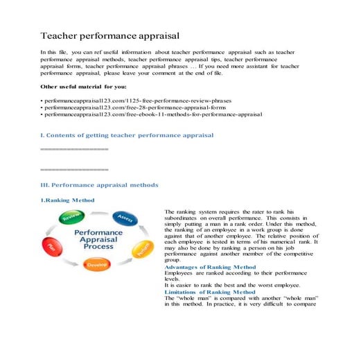 Teacher performance appraisal