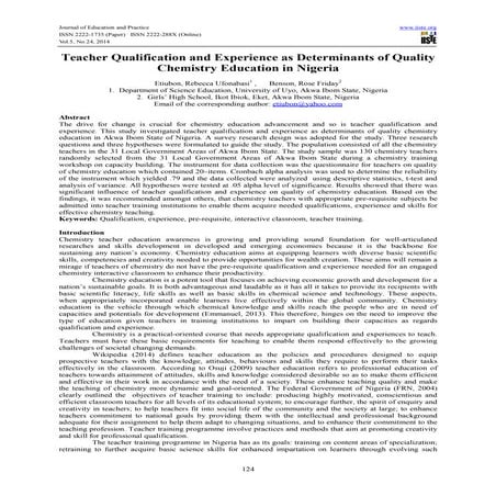 Teacher qualification and experience as determinants of quality ...