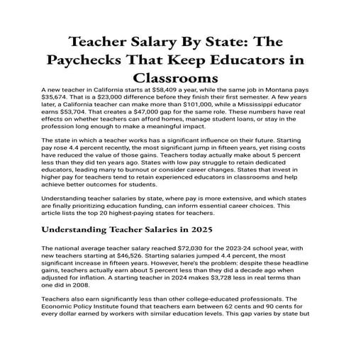 Teacher Salary By State_ The Paychecks That Keep Educators in ...