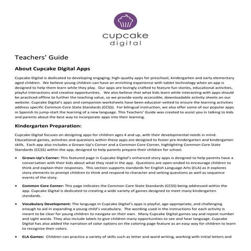 Cupcake Digital's Teachers’ Guide