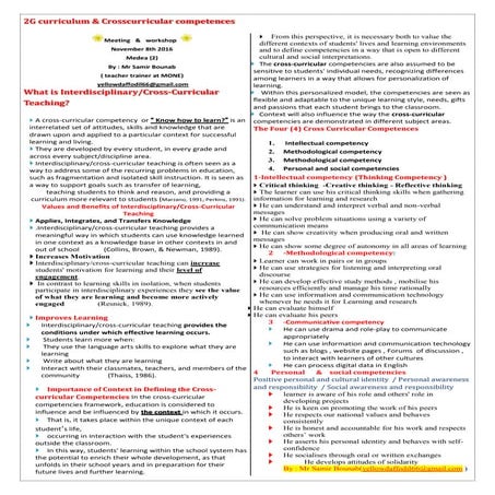 Teacher's handout 2 g &amp; crosscurricular competences meeting  novem 8th 2016