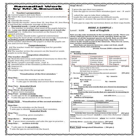 Teacher's handout test report and remedial work feb 2016