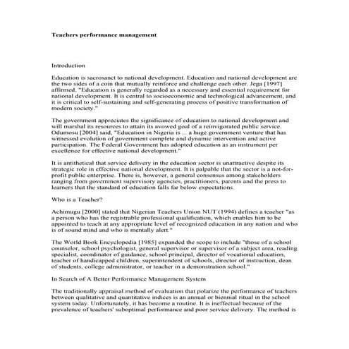 Teachers performance management