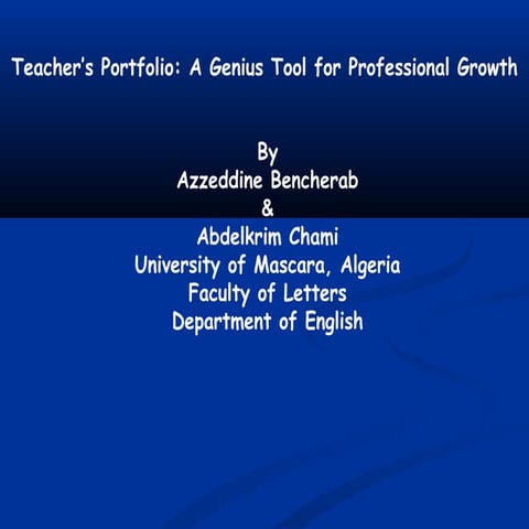 Teacher's portfolio  a genius tool for professional growth