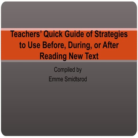 Teachers’ quick guide of strategies