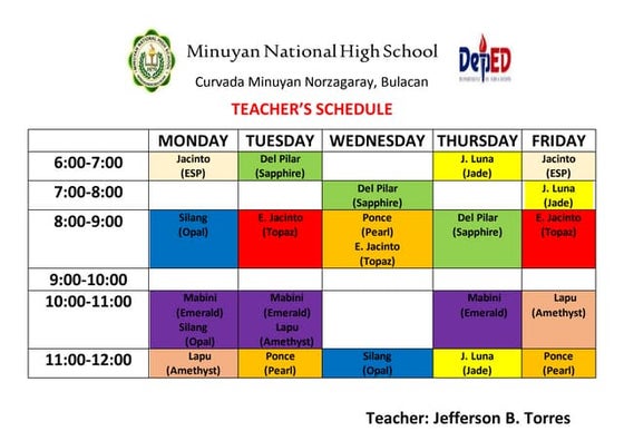 Sample Editable CLASS SCHEDULE for S.Y 2024-2025.docx