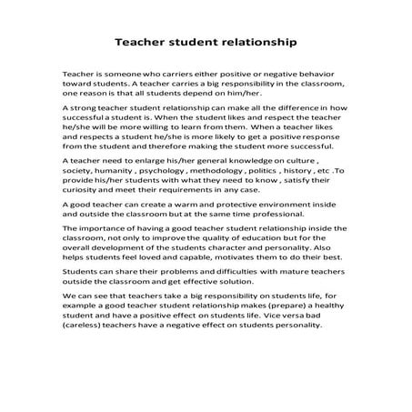 Teacher student relationship